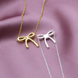925 Silver Sweet Bow Choker Necklace for Ladies