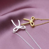 925 Silver Sweet Bow Choker Necklace for Ladies