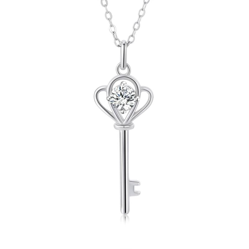 Moissanite Key Pendant 925 Silver Necklace