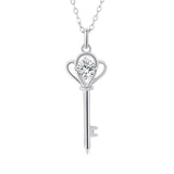 Moissanite Key Pendant 925 Silver Necklace