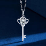 Moissanite Key Pendant 925 Silver Necklace