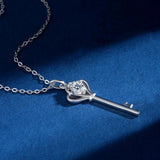 Moissanite Key Pendant 925 Silver Necklace