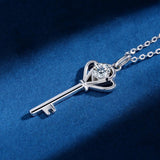 Moissanite Key Pendant 925 Silver Necklace