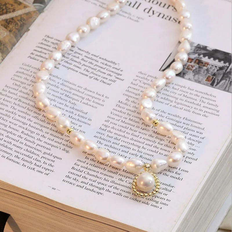 S925 Silver Baroque Pearl Necklace Choker for Women