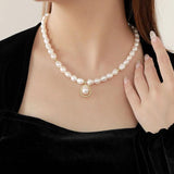 S925 Silver Baroque Pearl Necklace Choker for Women