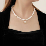 S925 Silver Baroque Pearl Necklace Choker for Women