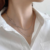 925 Silver Double Layer Woven Chain Necklace Punk Choker Collar