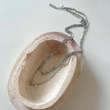 925 Silver Double Layer Woven Chain Necklace Punk Choker Collar