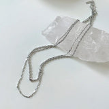 925 Silver Double Layer Woven Chain Necklace Punk Choker Collar
