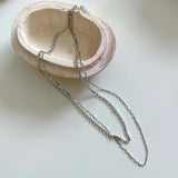 925 Silver Double Layer Woven Chain Necklace Punk Choker Collar