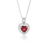 Garnet Heart Stone Pendant Necklace Sterling Silver 925 Jewelry