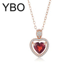 Garnet Heart Stone Pendant Necklace Sterling Silver 925 Jewelry