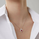Garnet Heart Stone Pendant Necklace Sterling Silver 925 Jewelry