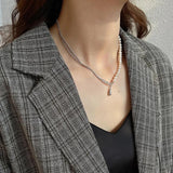 925 Silver Water Drop Freshwater Pearl Choker Necklace