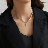 925 Silver Water Drop Freshwater Pearl Choker Necklace