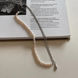 925 Silver Water Drop Freshwater Pearl Choker Necklace
