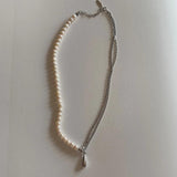 925 Silver Water Drop Freshwater Pearl Choker Necklace