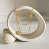 925 Silver Stitching Coin Necklace Tassel Chain Jewelry