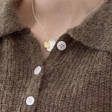 925 Sterling Silver Irregular Round Pendant Necklace Small Jewelry