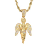 Hip Hop Rhinestone Angel Pendant Necklace