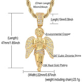 Hip Hop Rhinestone Angel Pendant Necklace