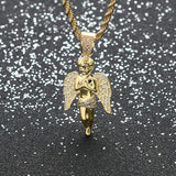 Hip Hop Rhinestone Angel Pendant Necklace