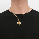 Hip Hop Rhinestone Angel Pendant Necklace