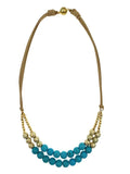 Turquoise Necklace with Hammered Beads 18 Inch
