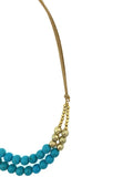 Turquoise Necklace with Hammered Beads 18 Inch