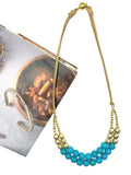 Turquoise Necklace with Hammered Beads 18 Inch