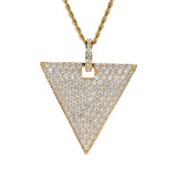Triangle Pendant Rhinestone Necklace Hip Hop Charm Chain Men Jewelry
