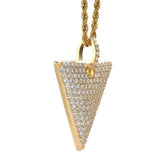 Triangle Pendant Rhinestone Necklace Hip Hop Charm Chain Men Jewelry