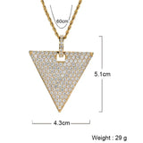 Triangle Pendant Rhinestone Necklace Hip Hop Charm Chain Men Jewelry