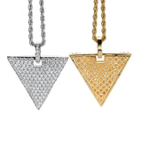Triangle Pendant Rhinestone Necklace Hip Hop Charm Chain Men Jewelry