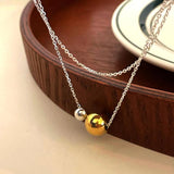 925 Silver Double Ball Necklace Minimalist Style Family Jewelry