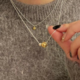 925 Silver Double Ball Necklace Minimalist Style Family Jewelry