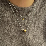 925 Silver Double Ball Necklace Minimalist Style Family Jewelry