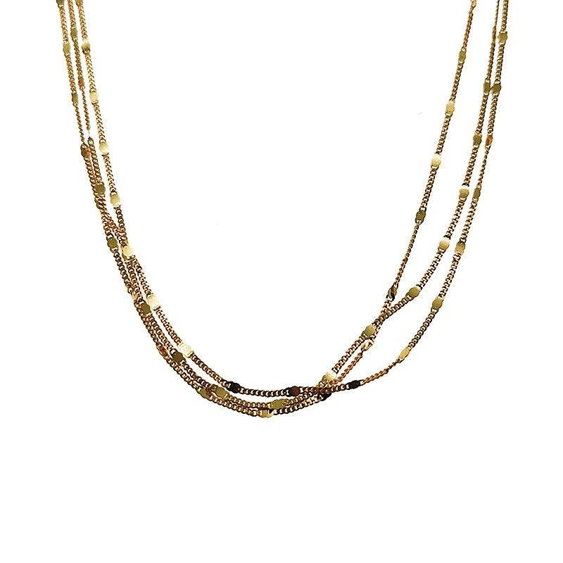 S925 Silver Multi-layer Chain Choker Necklace Jewelry