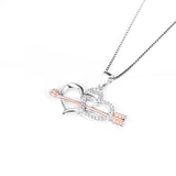 925 Silver Necklace Cupid Arrow Heart Pendant with 18in Chain