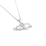 925 Silver Necklace Cupid Arrow Heart Pendant with 18in Chain