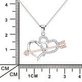 925 Silver Necklace Cupid Arrow Heart Pendant with 18in Chain