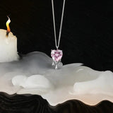 925 Silver Dissolved Love Heart Necklace Zircon Pendant Jewelry
