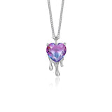 925 Silver Dissolved Love Heart Necklace Zircon Pendant Jewelry