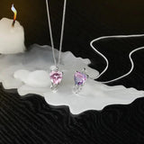 925 Silver Dissolved Love Heart Necklace Zircon Pendant Jewelry