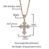 Hip Hop Cross Pendant CZ Chain Necklace for Men
