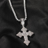 Hip Hop Cross Pendant CZ Chain Necklace for Men
