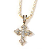 Hip Hop Cross Pendant CZ Chain Necklace for Men