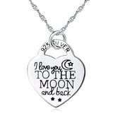 925 Silver Choker Necklace Heart Pendant Moon and Back