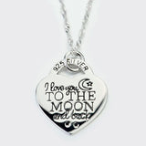 925 Silver Choker Necklace Heart Pendant Moon and Back