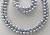 Gray Round Freshwater Pearl Necklace Bracelet Set